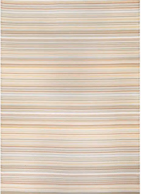 The Rugs Rainbow Collection Striped Outdoor Rectangular Rug in Beige, Brown and Multicolour, W: 150 cm, L: 220 cm