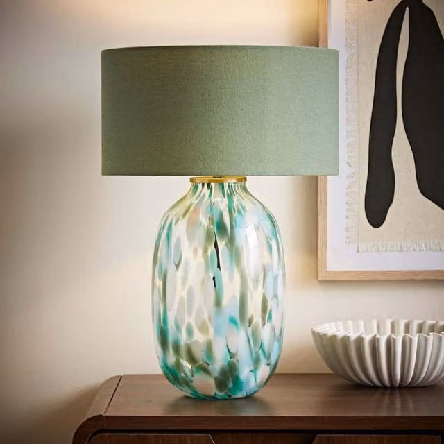 Belinda Confetti Green Glass Table Lamp
