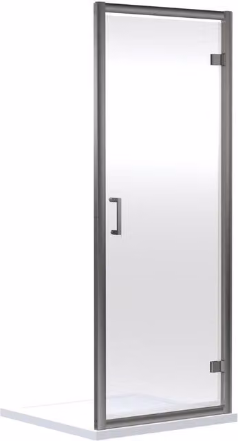 Balterley Hinged Shower Door in Silver with 6mm Clear Toughened Safety Glass, W/D/H: 90 x 30.6 x 190 cm