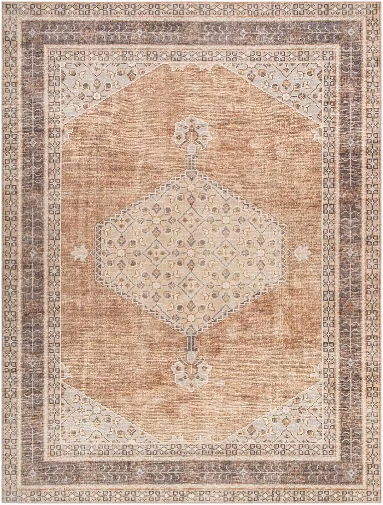 Livabliss Becki Owens Lila-Vintage Woven Boho Floral Rug in Terracotta, Multicolour, W: 200 cm, D: 275 cm