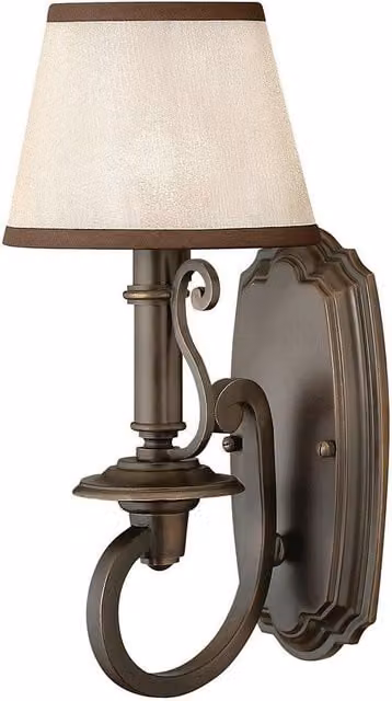 Netlighting Plymouth 1 Light Indoor Wall Light in Olde Bronze and Brown with E14 Bulb Socket