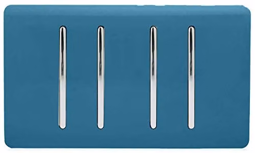 Trendi 4 Gang 3 Way Intermediate 10 Amp Rocker Light Switch in Ocean Blue