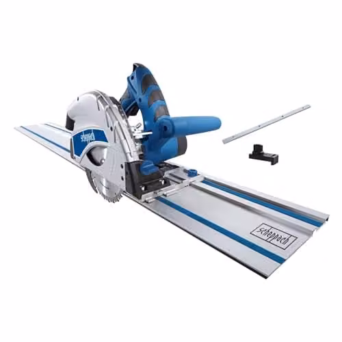 Scheppach PL55 1200W 160mm Plunge Saw Kit with 5.5m Guide Rail, Blue