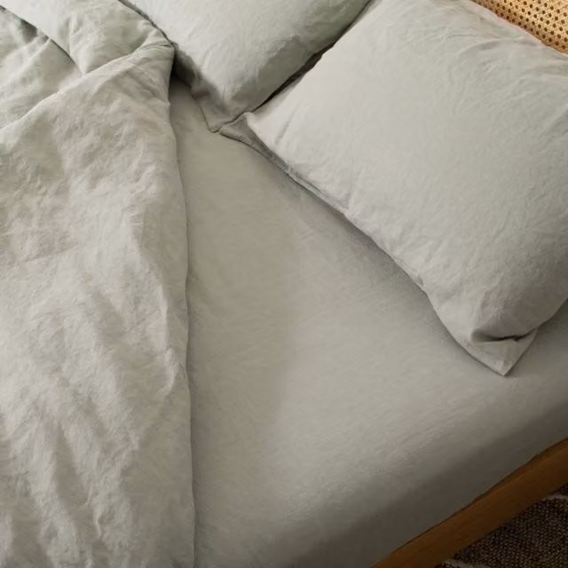 Native Natural Sand 100% Linen Single Fitted Sheet W/D/H: 90 x 190 cm