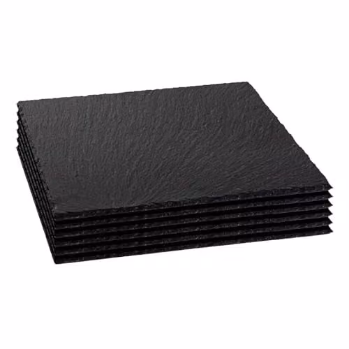 Argon Tableware Square Black Slate Placemats, Pack of 6, 33 cm
