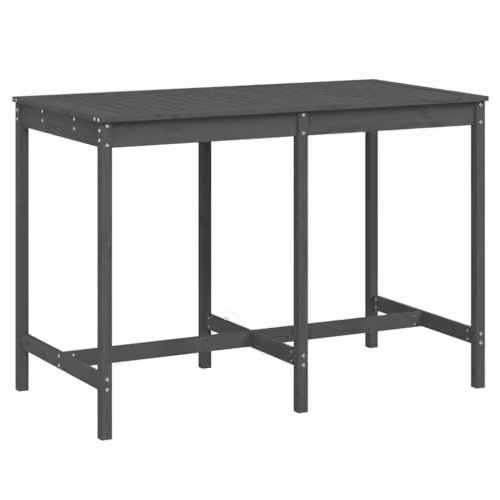 vidaXL Grey Rectangular Garden Table in Solid Pine Wood W/D/H: 159.5 x 82.5 x 110 cm