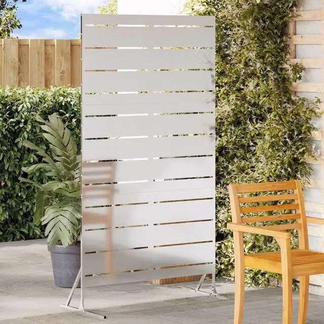 Berkfield Home Silver Galvanised Steel Privacy Screen, Height: 180 cm