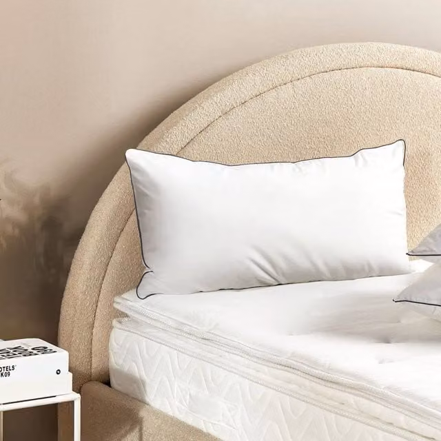 Wyld Haus Japara White Cotton Pillow with Satin Piping, W/H: 40 x 80 cm