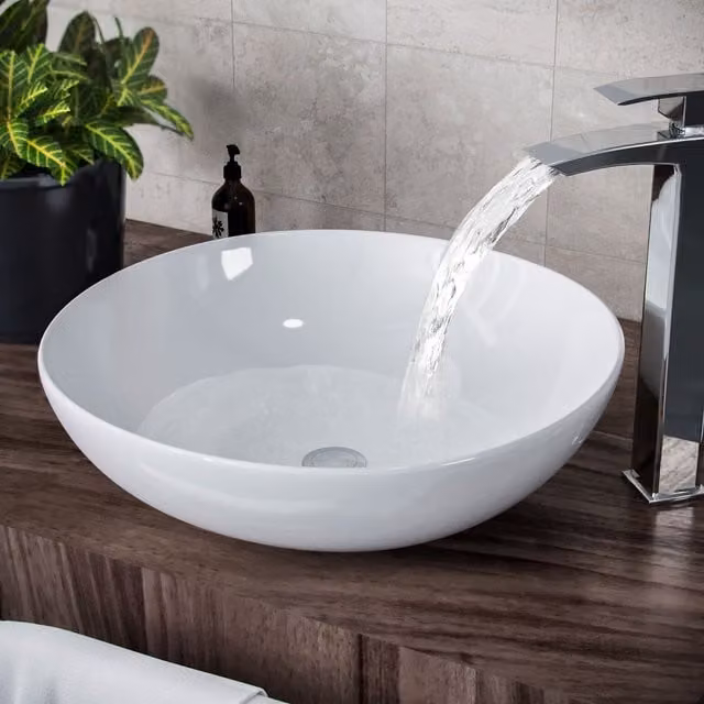 Nes Home White Ceramic Round Countertop Cloakroom Basin Sink Bowl