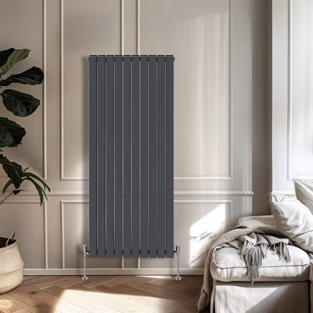 Right Radiators Anthracite Double Panel Flat Panel Vertical Radiator Height: 160 cm, Width: 68 cm