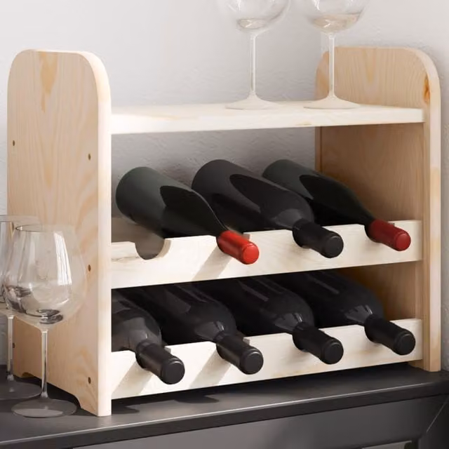 Berkfield Home Rustic Solid Wood Pine Wine Rack with Top Board in Brown, W/D/H: 43 x 25 x 37 cm