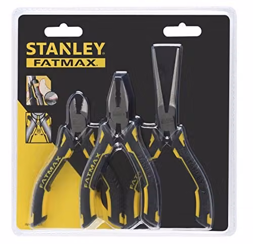 Stanley FatMax 3-Piece Mini Pliers Set in Black and Yellow
