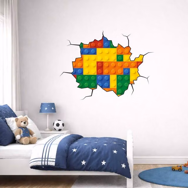 60 SECOND MAKEOVER Building Block Wall Sticker Decal, Multicolour, W: 40 cm, H: 60 cm