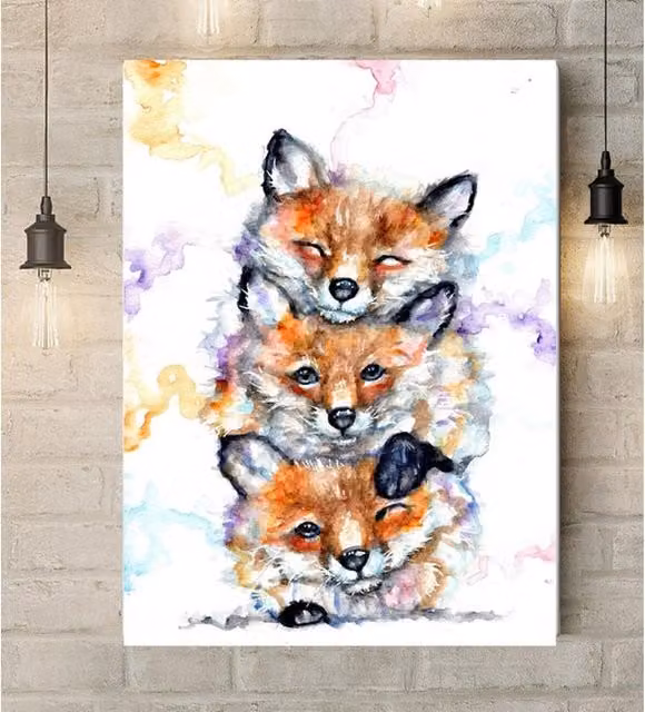 BebesArts Rough and Tumble Canvas Wall Painting in Brown and Multicolour, W: 45.72 cm, H: 30.48 cm