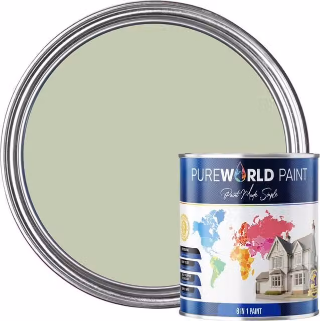 Pureworld Multi Surface Indoor and Outdoor All-In-One Water Based Matt Paint, Green, 10 l