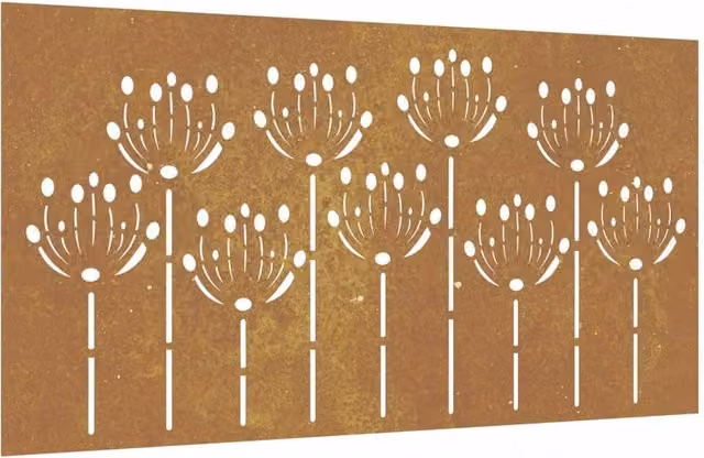Berkfield Home Brown Corten Steel Floral Wall Decoration, W: 105 cm, H: 55 cm