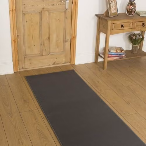runrug Plain Light Grey Hallway Runner Rug, Woven Polypropylene Carpet for Hallway and Kitchen, W/D/H: 70 x 150 x 0.9 cm