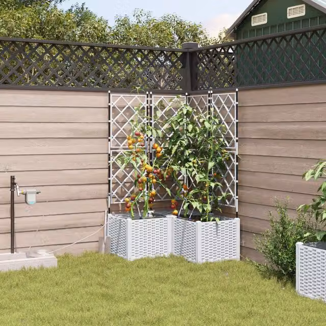 Berkfield Home Garden Planters with Water Irrigation System, 3 Piece Set, White