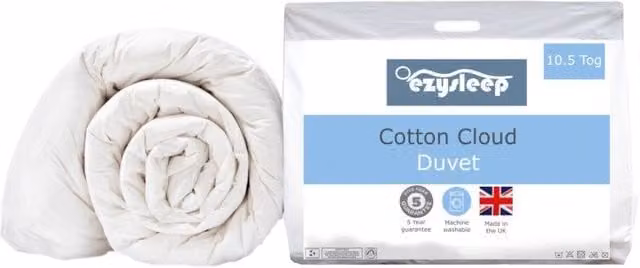 Ezysleep 10.5 Tog Cotton Cloud Duvet in White, Breathable and Allergy Friendly Microfibre
