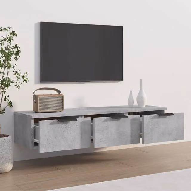 Berkfield Home Wall Mounted Cabinet in Concrete Grey, W/D/H: 102 x 30 x 20 cm