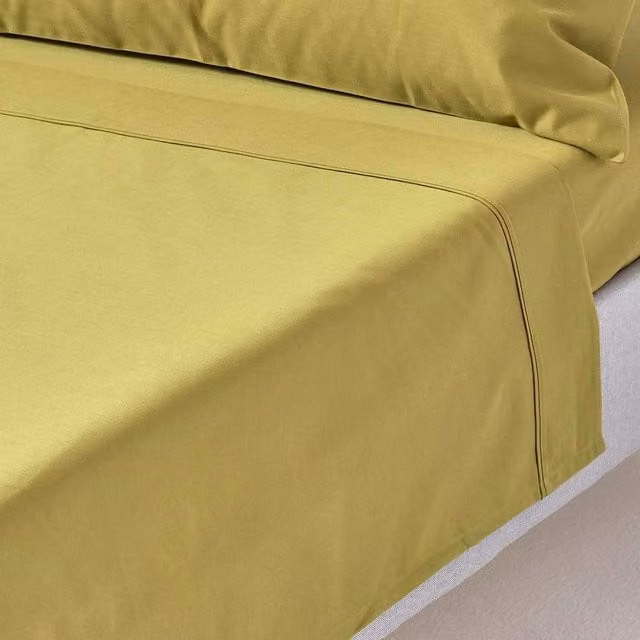 Homescapes 1000 Thread Count Egyptian Combed Cotton Flat Sheet in Mako Satin, Olive Green, W: 140 cm, L: 200 cm