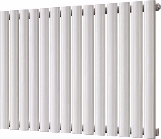 UK Radiators Omeara White Elliptical Tube Horizontal Designer Radiator, W: 81.2 cm, H: 60 cm