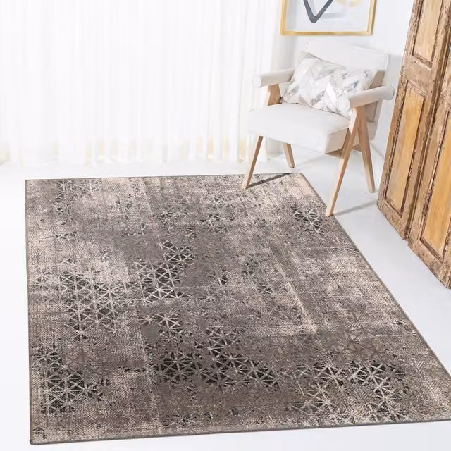 Woohoo Furniture Flatweave Florida Abstract Chenille Rug in Brown, W: 160 cm, D: 230 cm