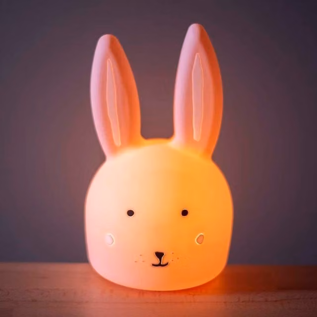 Trixie Mrs Rabbit Silicone Nightlight in Pale Pink and White with Dimmable Touch Control and Timer