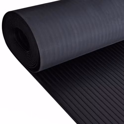 Ark Mat Black Striped Rubber Flooring Matting W: 1 m, D: 4 m, H: 0.3 cm