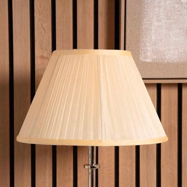 Ruma Almond Silk Pleat Empire Lampshade for Floor Lamps in Beige, Diameter: 45.72 cm