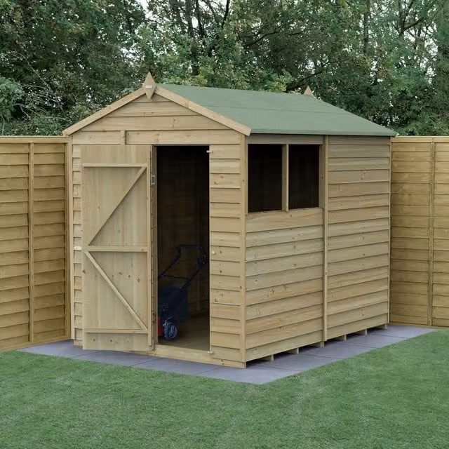 Forest Garden Apex Wooden Garden Shed with Double Doors and Gable Roof in Brown