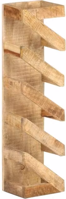 Berkfield Home Wall Mounted Rustic Mango Wood Wine Rack for 5 Bottles, Brown