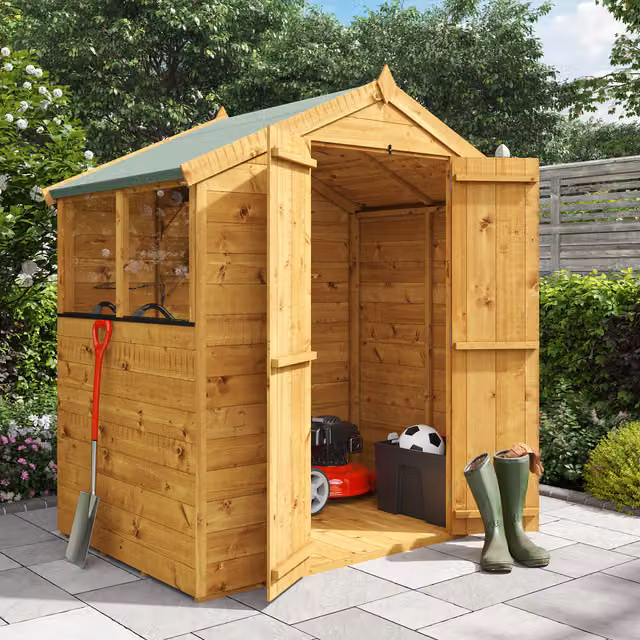 BillyOh Rustic Brown Wooden Apex Shed with Window and Gable Roof