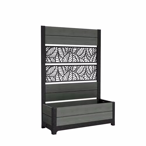 Keter Darwin Tulip Leaf Screen Planter in Green, Freestanding Artificial Hedge Outdoor Divider, H 156.3 x W 109.6 x D 44.4 cm