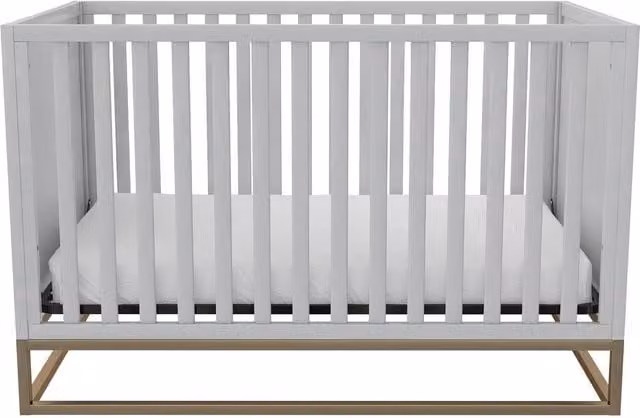 Little Seeds LS Haven 3in1 Crib in White and Grey with Base, Rail and Drawers, W/D/H: 60 x 120 cm
