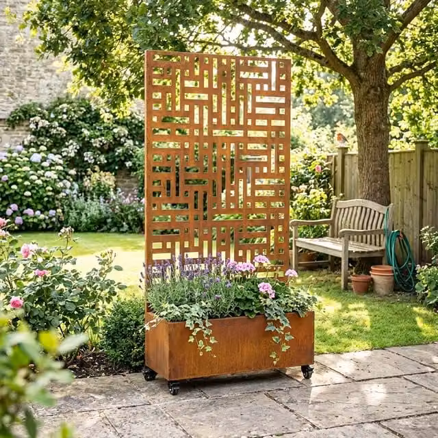 Nicoman Metal Freestanding Outdoor Privacy Screen and Garden Divider, H 180 cm x W 90 cm, Black, Anthracite or Brown