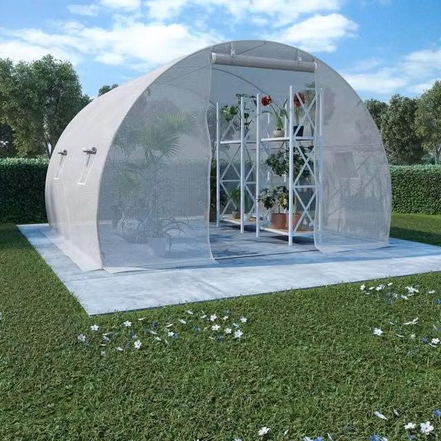 Berkfield Home White Freestanding Greenhouse W/D/H: 300 x 300 x 200 cm