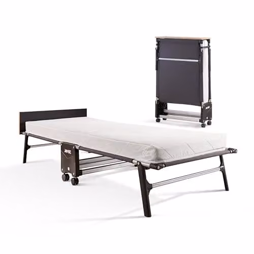 Jay-Be Black Rollaway Folding Guest Bed with Comfort Mattress, W/D/H: 80 x 190 x 24 cm