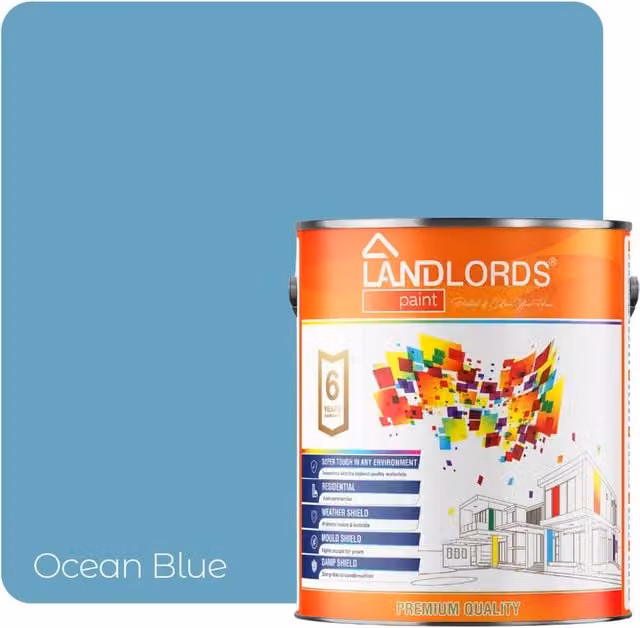 Landlords Paint Ocean Blue Weatherproof Quick Drying Water Based Garden and Wood Paint, 20 l
