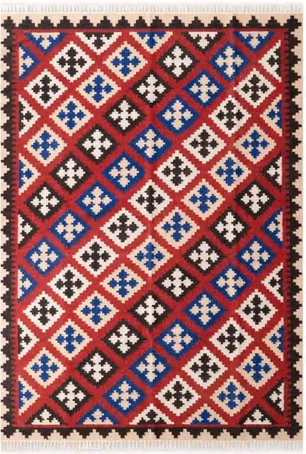 THE RUGS Kamal Kelim Vintage Handwoven Wool and Cotton Reversible Flat Weave Rug, Multicolour, W: 60 cm, L: 190 cm