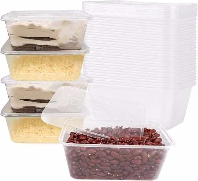 ECONX Transparent Plastic Food Storage Containers with Snap Lids, 1.25 l