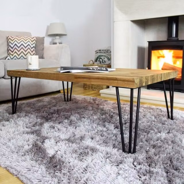 SkiSki Pack of 4 Black Heavy Duty Steel Hairpin Table Legs, 3 Prong, 12mm Thick, Height: 71 cm