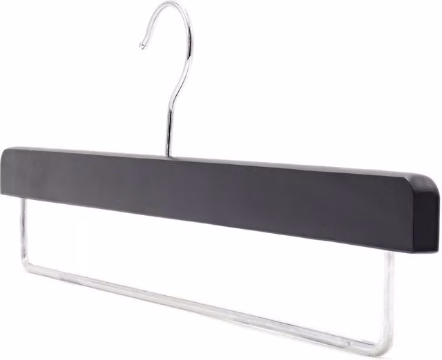 PAWNORA Non-Slip Wooden Coat Hangers with Bar, Black, Pack of 20