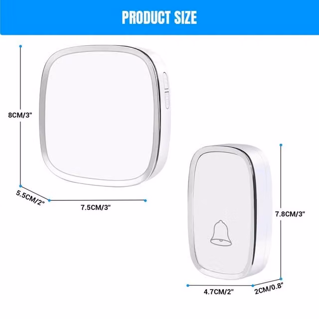 PAWNORA Wireless Waterproof Doorbell in White