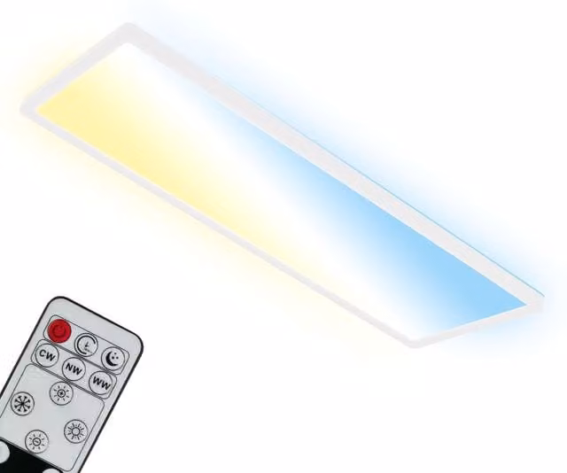 Briloner White Ultraslim 23W CCT LED Ceiling Panel Light with Remote Control, Dimmable Night-Light Function and Backlight Effect, W/D/H: 58 x 20 x 3 cm