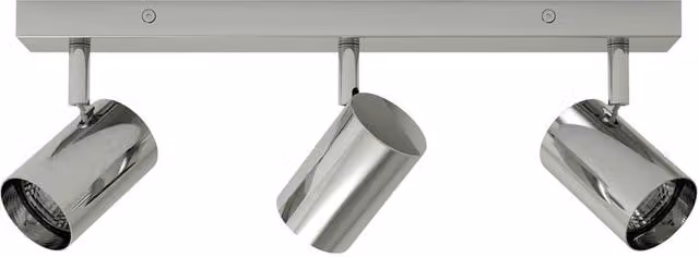 First Choice Lighting Eden Chrome 3 Light Adjustable LED Spotlight Bar in Silver