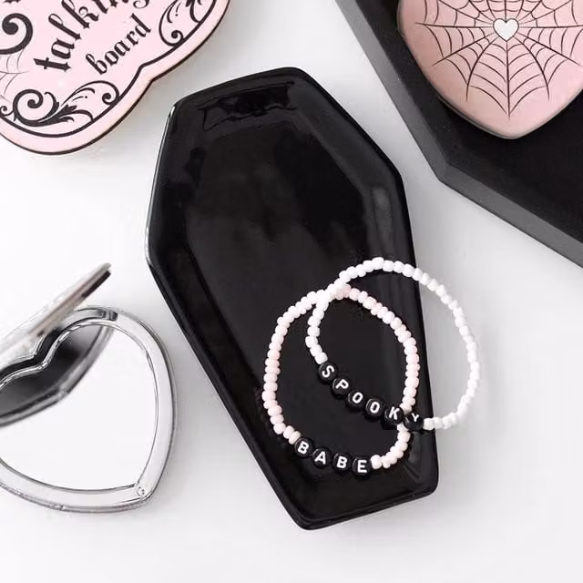 Uniqueful Black Ceramic Coffin Trinket Tray, Width: 15 cm