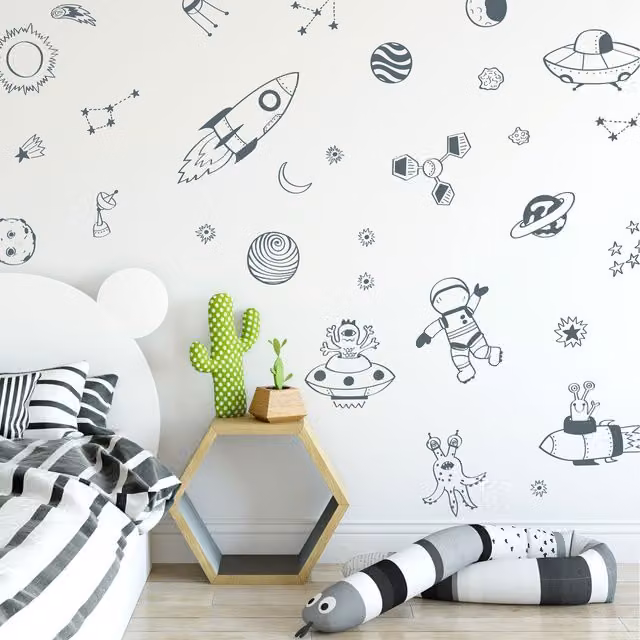 Stickerscape Space Doodles Adhesive Wall Sticker Pack in Grey
