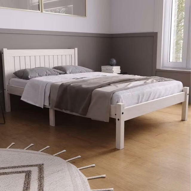 Sleepsoul Rio Air White Solid Wood Bed Frame and Double Mattress Bundle, W: 140 cm, D: 200 cm