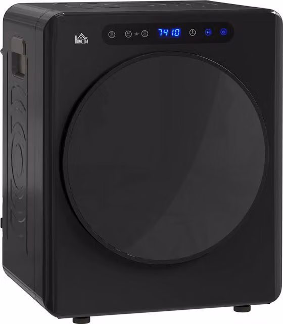 HOMCOM Black Compact Front Loader Tumble Dryer with 4kg Capacity and Reversible Drum